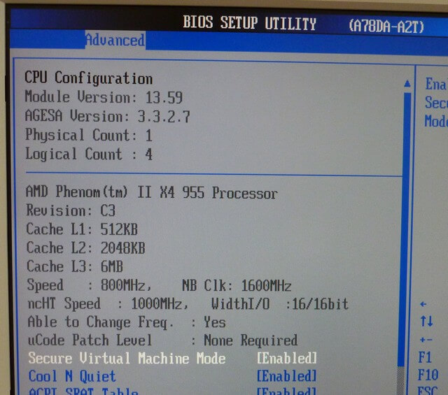 BIOS screen (1) : TA790GX3 A2+